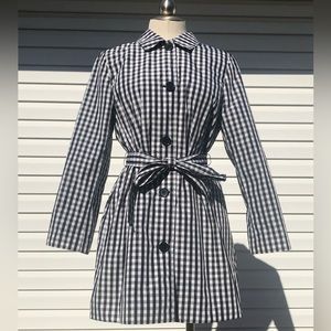Talbots Black & White Checkered Trench Coat - Size 12 Petite